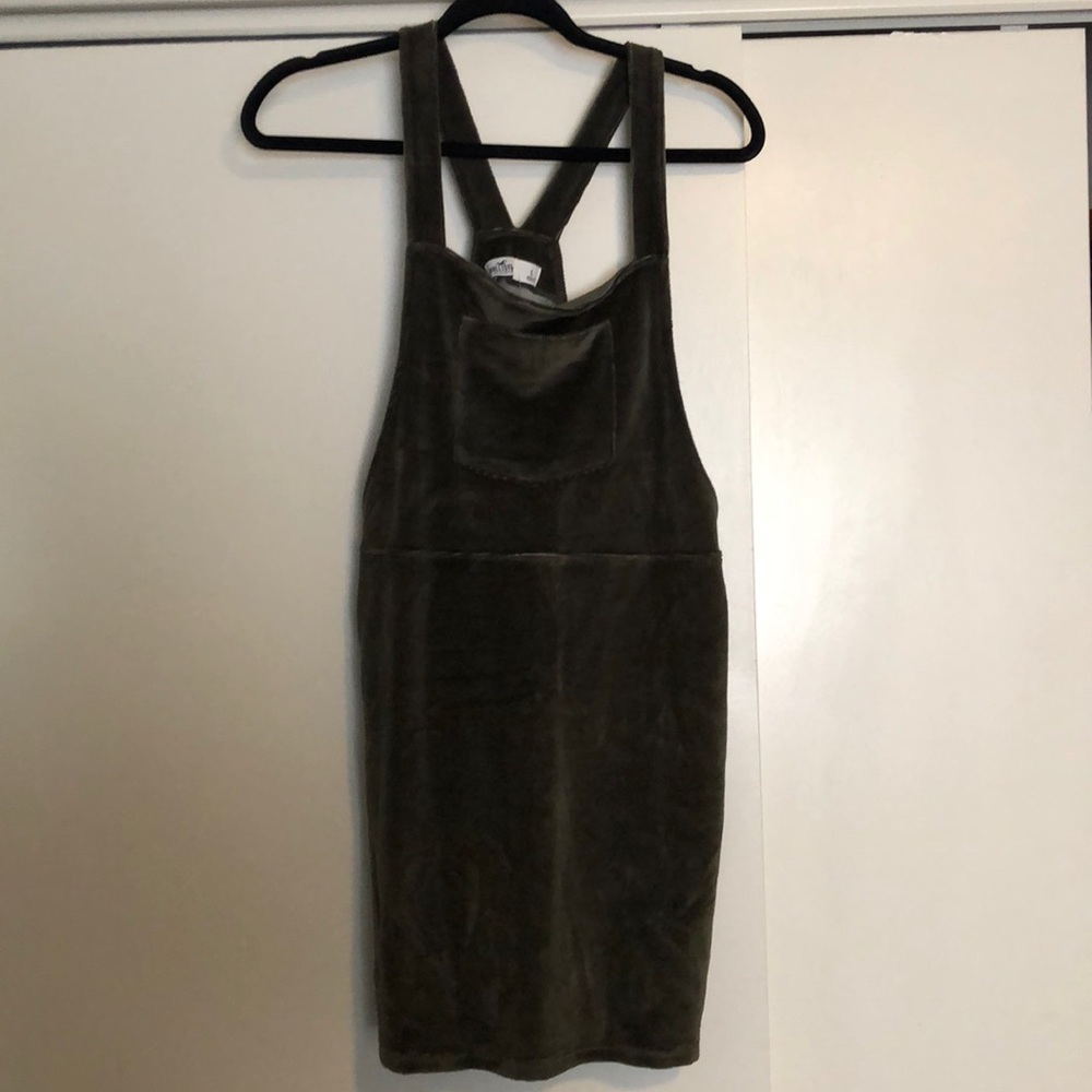 Hollister green corduroy overall dress